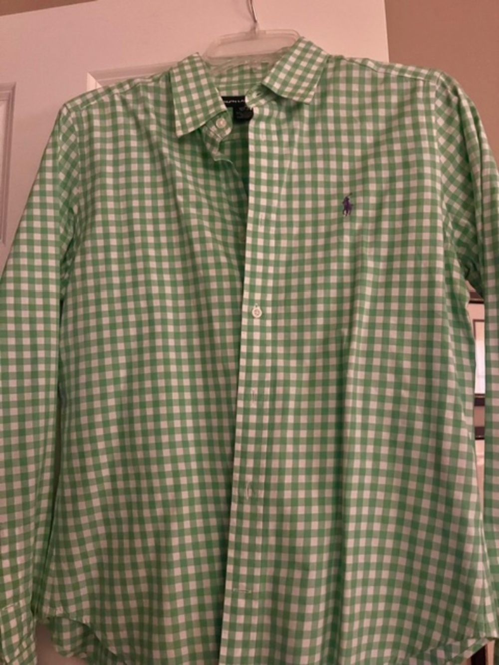 Ralph Lauren Sport classic gingham mint green long green shirt